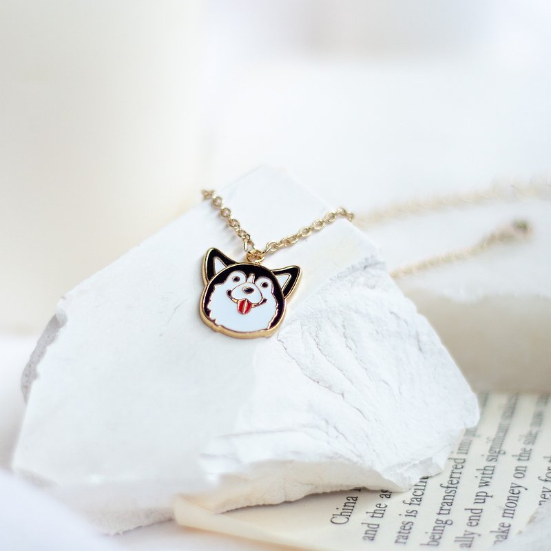 Huskies bracelet necklace dog pet accessories carton packaging birthday gift - Bracelets - Enamel Black