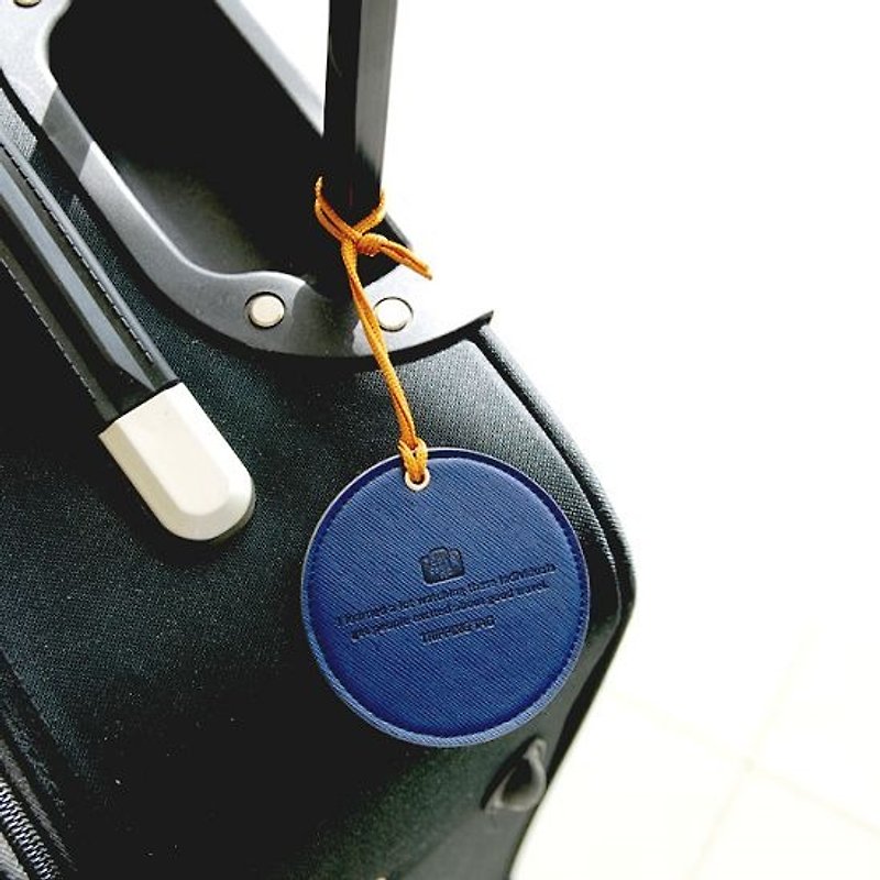Dessin x PLEPIC-小圓皮革行李吊牌-海軍藍,POJ92054 - 行李牌 - 真皮 藍色
