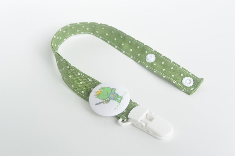 Hand-feel cloth buckle pacifier chain-The Frog Prince - ผ้ากันเปื้อน - วัสดุอื่นๆ สีเขียว
