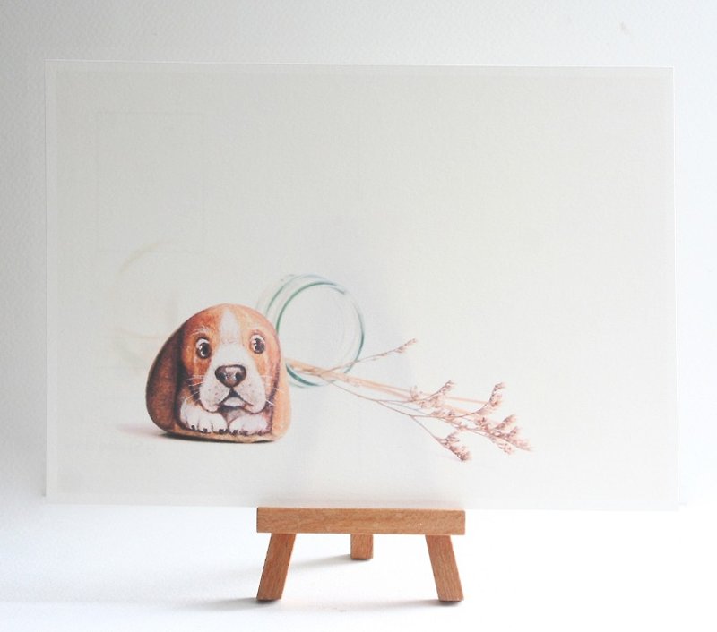 Dog stone painting Postcard - การ์ด/โปสการ์ด - กระดาษ ขาว