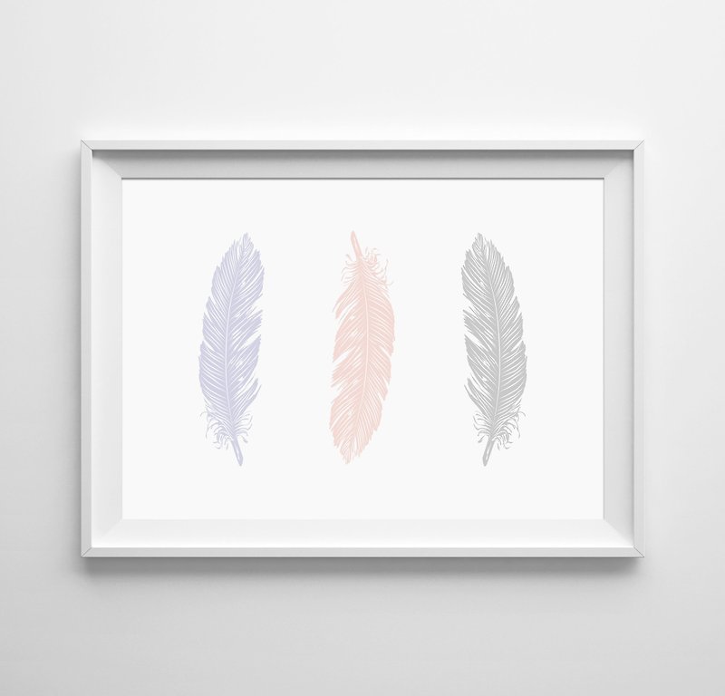 feathers (blue and red) customizable posters - ตกแต่งผนัง - กระดาษ 