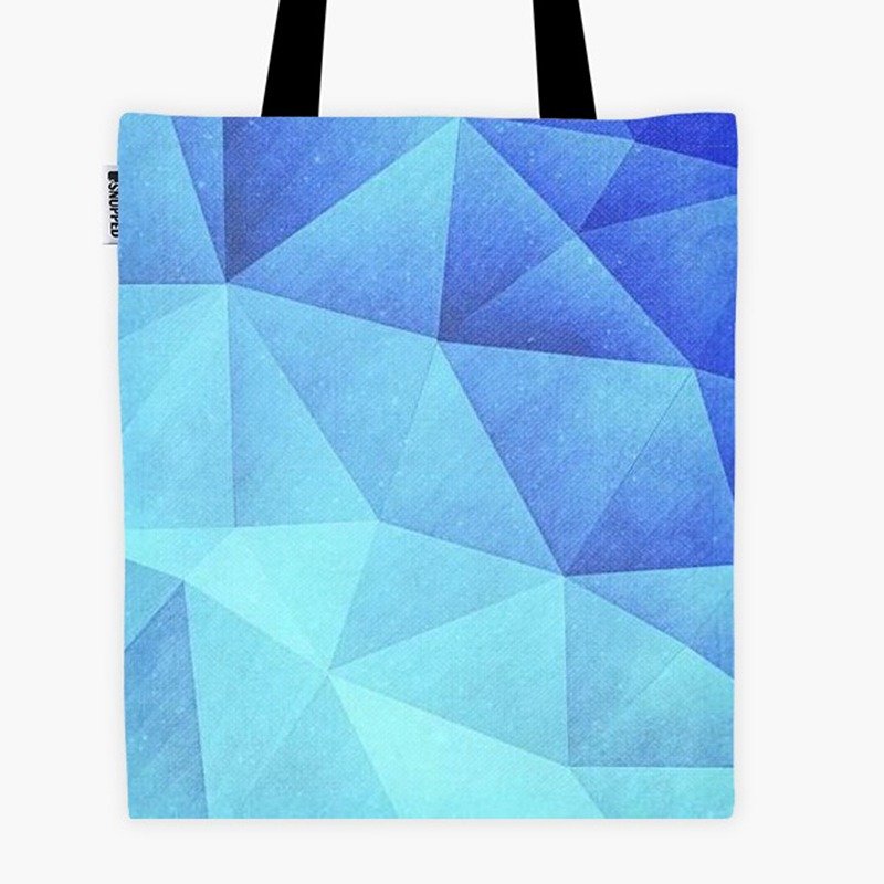 Filament - 帆布袋 - Abstract Polygon Multi Color Cubizm Painting in ice blue - 側背包/斜背包 - 防水材質 