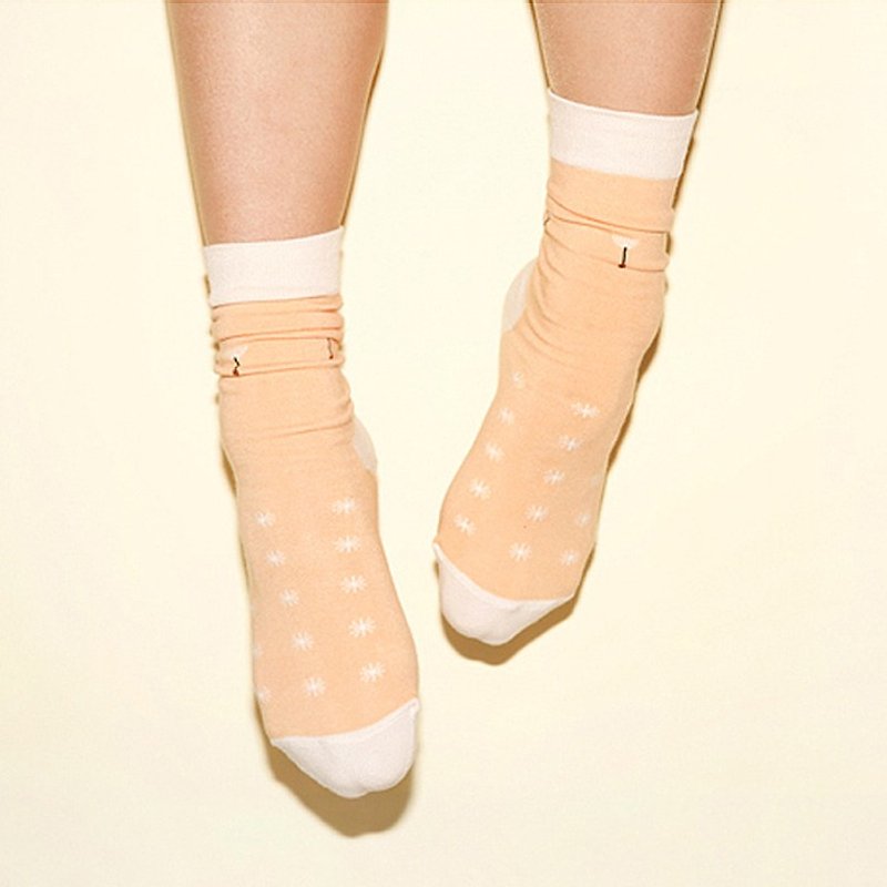 Joint series PASTEL Dandelion Orange Orange Pugong Yingzhong stockings (male / female) - Socks - Cotton & Hemp Orange