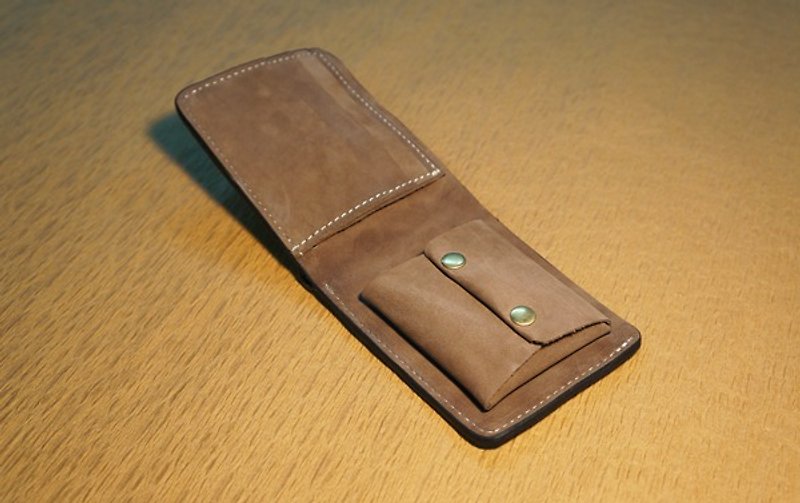 [Dab] slot cowhide leather wallet (free printing, packaging, services) - กระเป๋าสตางค์ - หนังแท้ สีนำ้ตาล
