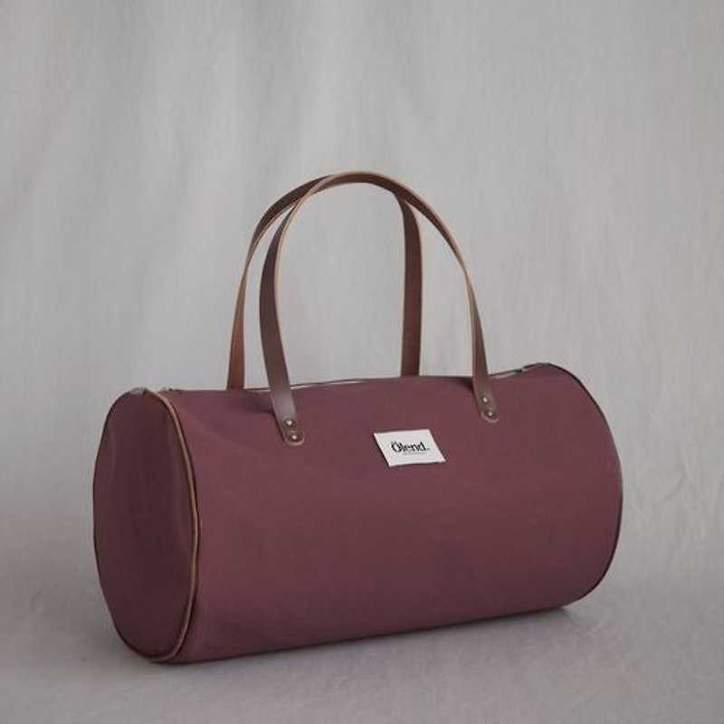 100% handmade in Spain| Ölend Lupe Fabric| Leather |Zipper Barrel Bag (Bourdeaux - กระเป๋าถือ - วัสดุอื่นๆ สีแดง