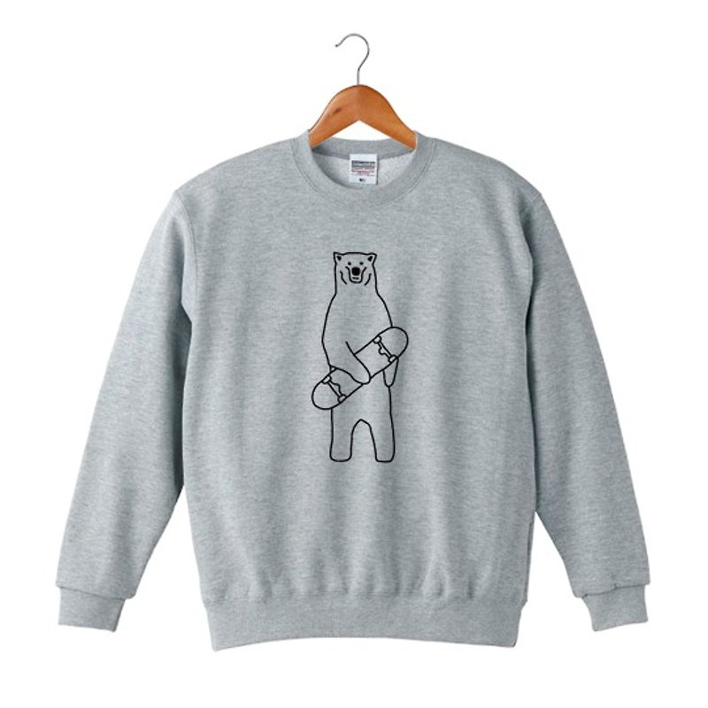 Skate Bear # 2 Sweatshirt - เสื้อฮู้ด - ผ้าฝ้าย/ผ้าลินิน สีเทา