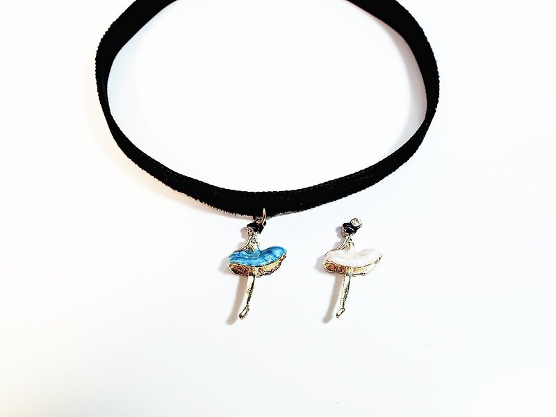 Black Choker , Ballet Girl Necklace (4 colors) - สร้อยคอ - วัสดุอื่นๆ สีน้ำเงิน