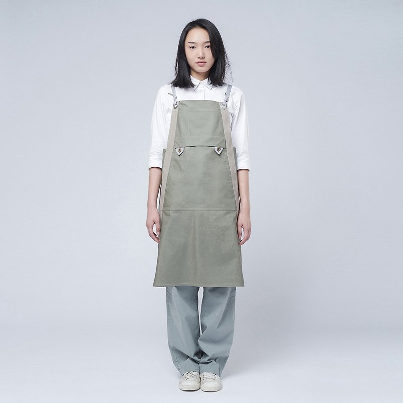 Rin City Apron ACE - Light olive green cotton water repellent workwear - Aprons - Other Materials Green