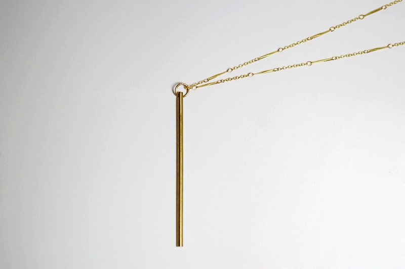 個性俐落簡約黃銅管造型長項鍊 - 長項鍊 - 其他金屬 金色