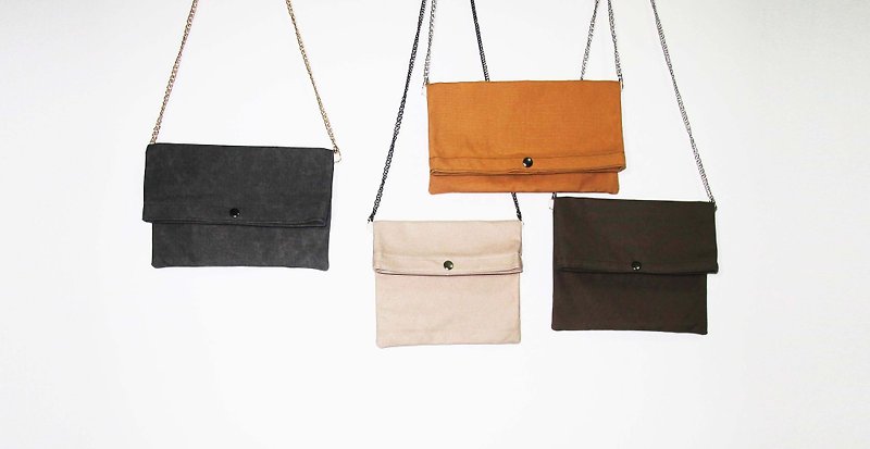 Wahr_earth colors  clutch / chain bag / shoulder bag/with chain - Messenger Bags & Sling Bags - Other Materials 