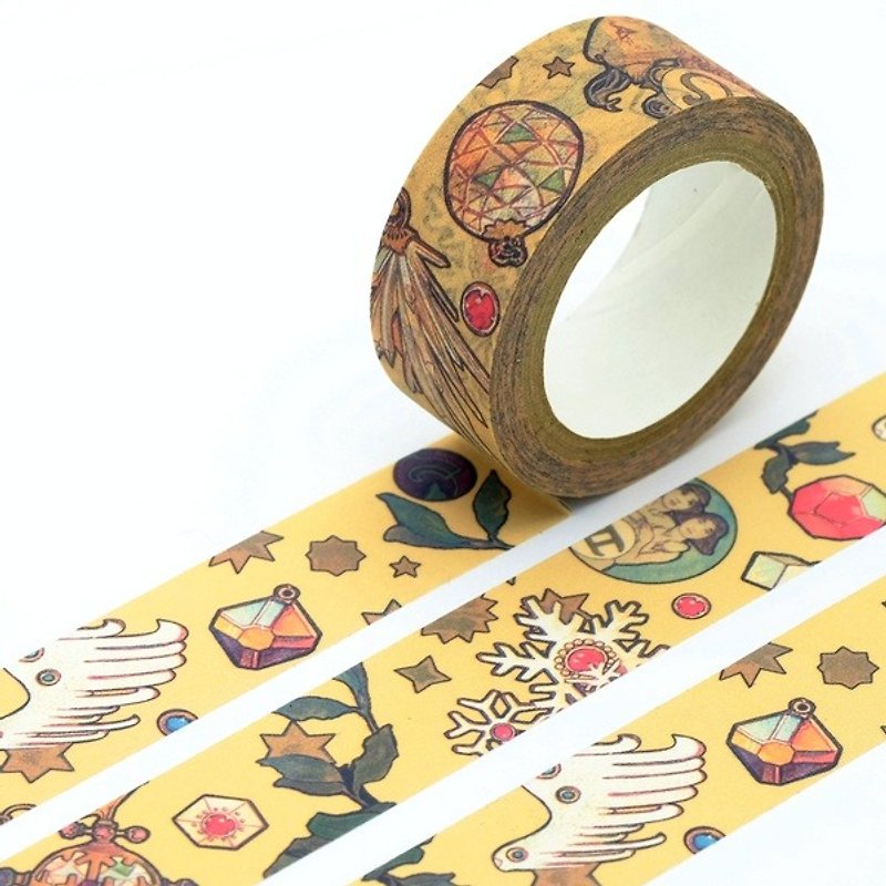 Artist Mucha-Zodiac Jewelry Paper Tape Elegant Orange - มาสกิ้งเทป - กระดาษ หลากหลายสี