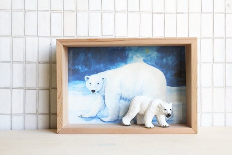 [畫,動物 AnimalPaintingCollection]框飾--北極熊/大長方 - 壁貼/牆壁裝飾 - 壓克力 卡其色