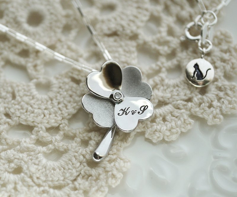 Handmade 925 Sterling Silver x Diamond [Realistic Three-dimensional Clover Necklace] Birthday. Valentine's Day. Blessing Gift - Necklaces - Diamond Silver