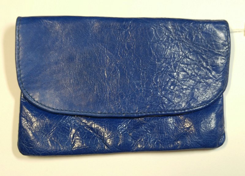 イタリアンレザー YKKファスナー付ハンドバッグ（内ポケット付） - トート・ハンドバッグ - 革 ブルー