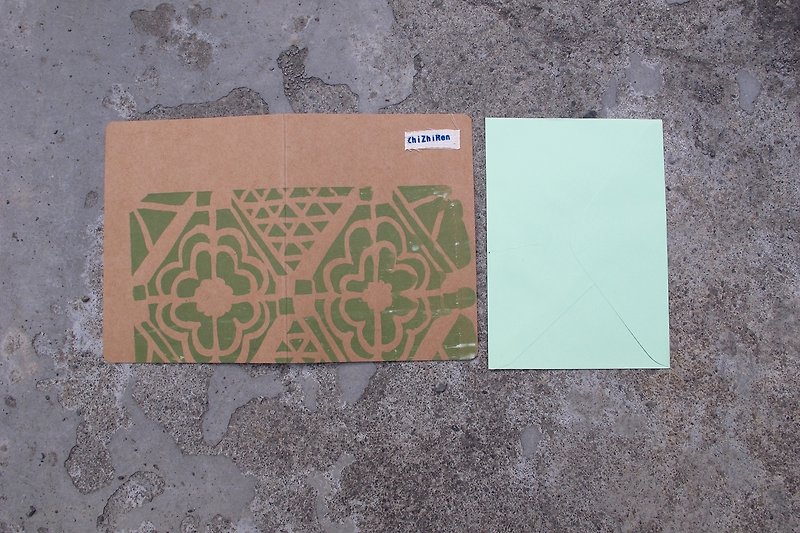 【ZhiZhiRen】老屋系列 – 織織卡片/萬用卡 - 窗花 - 綠 - 卡片/明信片 - 紙 綠色