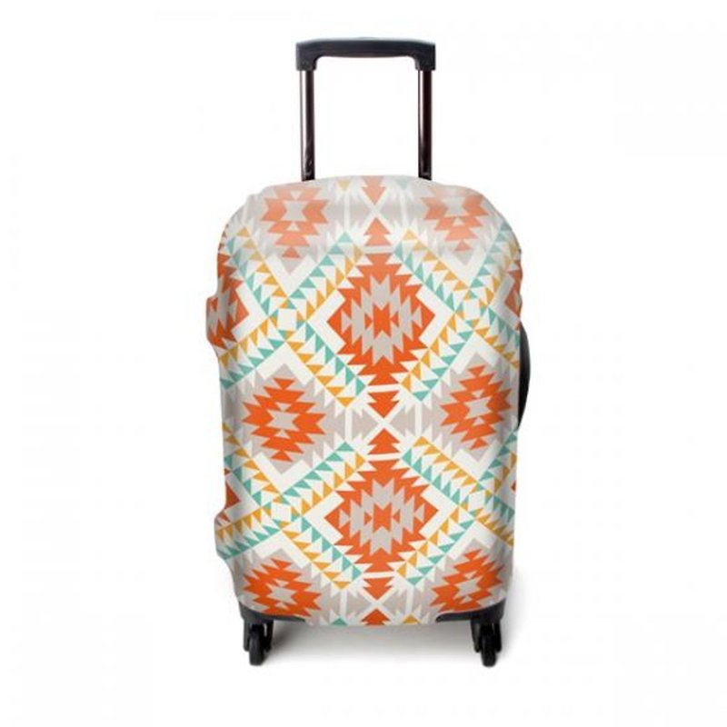 Elastic box cover│Cross embroidery【M size】 - กระเป๋าเดินทาง/ผ้าคลุม - วัสดุอื่นๆ สีส้ม