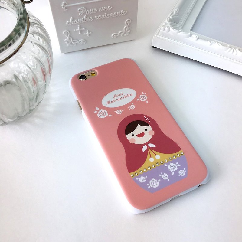 Luxury Pink Rose Matryoshka Print Soft / Hard Case for iPhone / Samsung - Phone Cases - Plastic Red