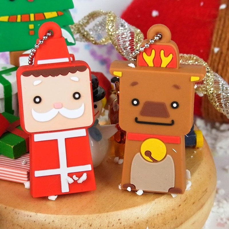 KALO卡樂創意 聖誕隨身碟 8G 麋鹿 聖誕老人 聖誕樹 雪人 - USB 手指 - 矽膠 多色