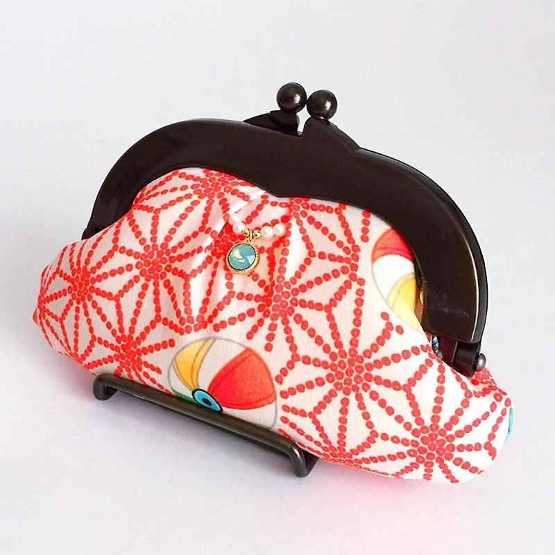 Retro styled Gamaguchi with Japanese Traditional pattern, Kimono - Coin Purses - Other Materials Orange