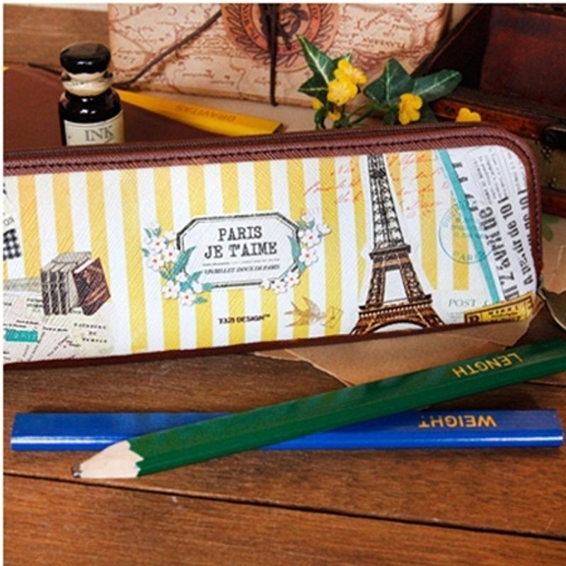 Dessin x 7321 Design-My Roman city impression pencil - Paris, 7321-01514 - กล่องดินสอ/ถุงดินสอ - พลาสติก สีนำ้ตาล