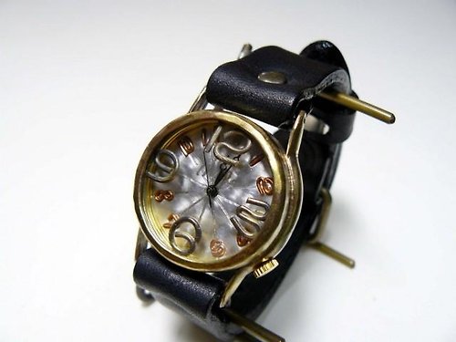 手作り時計 渡辺工房 Hand Craft Watch "Watanabe-KOBO" On Time-B 手作り時計 HandCraftWatch MensBrass32mm フローティングインデック (214B AL/BK)
