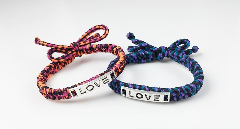 LOVE編繩系列（情人節款式）-兩條一組 - 手鍊/手鐲 - 其他材質 多色