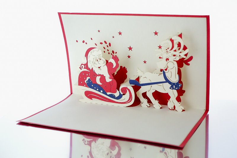 3D Santa Pop-up Card - การ์ด/โปสการ์ด - กระดาษ สีแดง