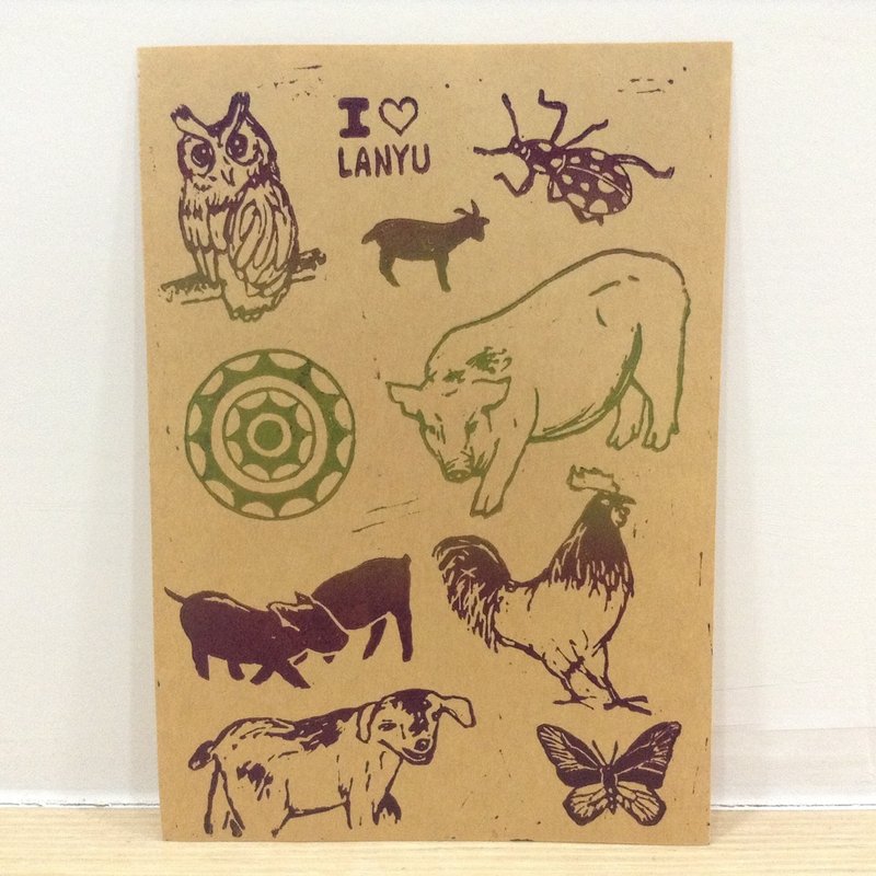 [Colorable] Lanyu endemic species and poultry-printed red leather sticker - โปสเตอร์ - กระดาษ 