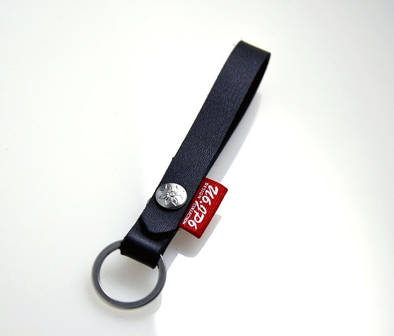 U6-jp6 personalized leather key ring, wedding small things - ที่ห้อยกุญแจ - หนังแท้ สีดำ