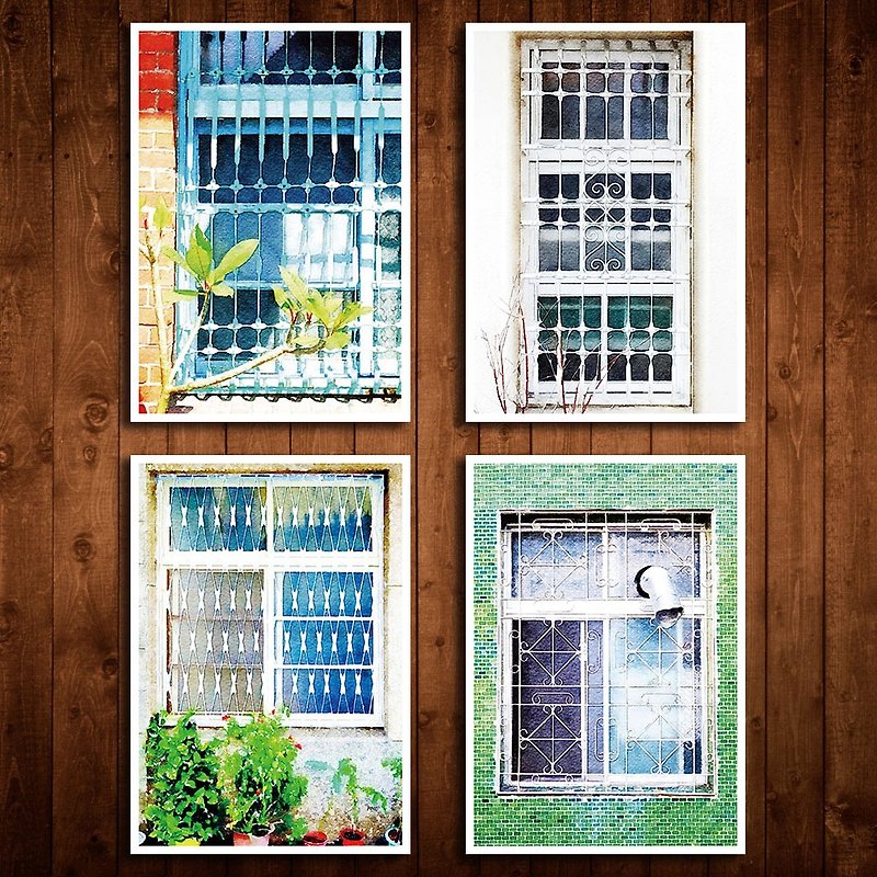 Old House Yan - Window Flower Postcard – 035.036.037.038 - Cards & Postcards - Paper 