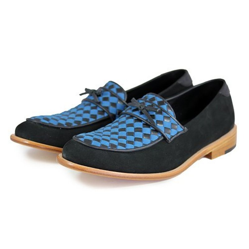 Loafers BlanketFlower M1096AA Blue - Men's Oxford Shoes - Genuine Leather Blue