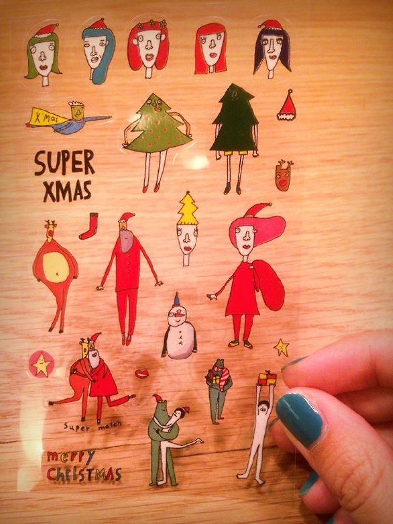 聖誕貼紙包/8*13cm透明造型貼紙 - Stickers - Paper Multicolor