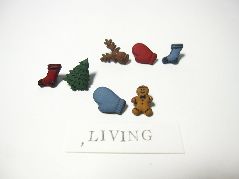 ▶ Christmas Limited ◀: Christmas was earrings (one pair) - ต่างหู - พลาสติก หลากหลายสี