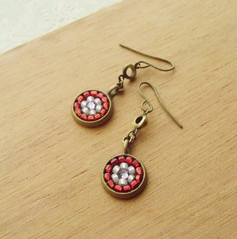 Valentines Day gifts :: :: bright tile mosaics * Small (red / drape paragraph). Earrings. Collage. Purple. Flower - Earrings & Clip-ons - Other Metals Red