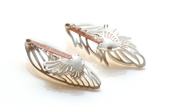 {A Midsummer Night’s Dream} Act Three-Charming White Dove Earrings - Earrings & Clip-ons - Other Metals Gray