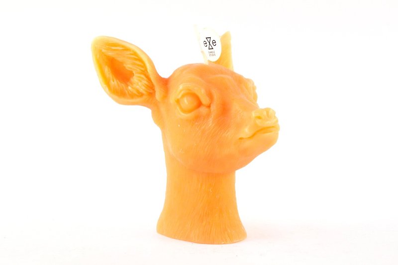 蜜瓜色小鹿造型蠟燭 Deer Candle - 香薰蠟燭/燭台 - 蠟 橘色