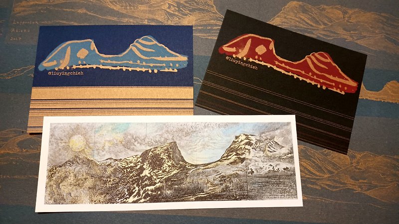 Liuyingchieh Swedish Valley Lapporten Abisko Postcards A Set of Three - การ์ด/โปสการ์ด - กระดาษ สีทอง