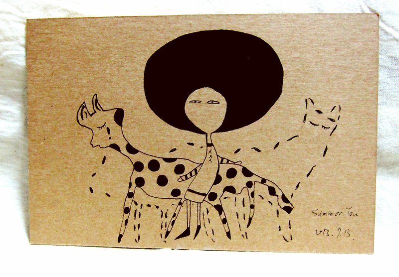 Macrocephaly Girl Universal Postcard-Lost Fawn - Cards & Postcards - Paper Yellow