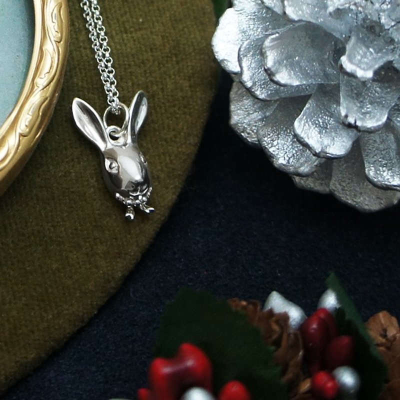 立體小兔純銀項鍊 - 項鍊 - 其他金屬 