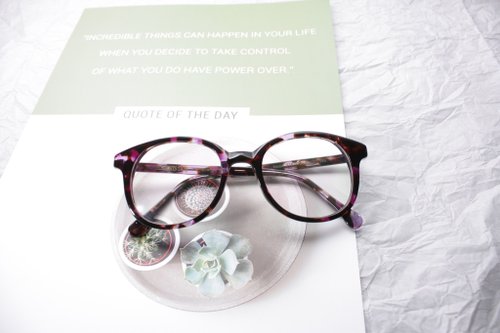 elements-eyewear 紫玳瑁色圓框梨型鏡 日本IOFT國際眼鏡展得獎品牌 日本手造