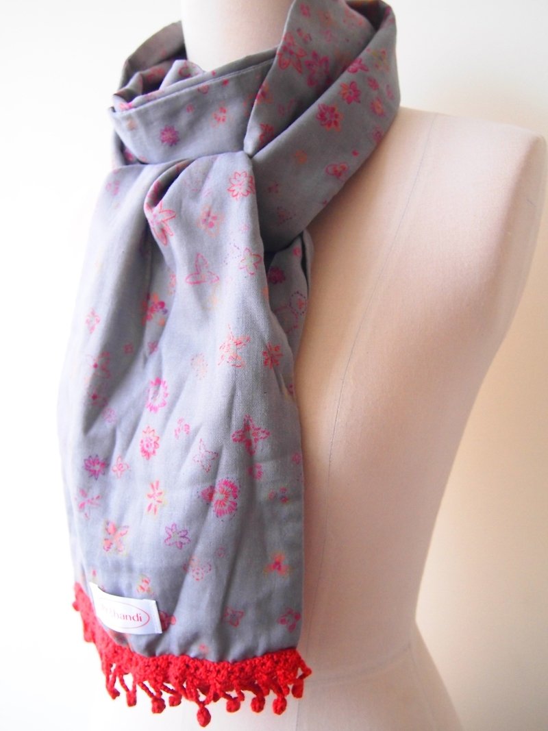 Broken lace-handmade scarf (wide version) - Scarves - Cotton & Hemp Purple