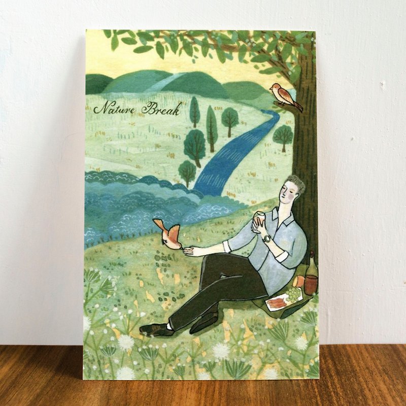 Watercolor illustration postcard－"Natural Break" - Cards & Postcards - Paper Black