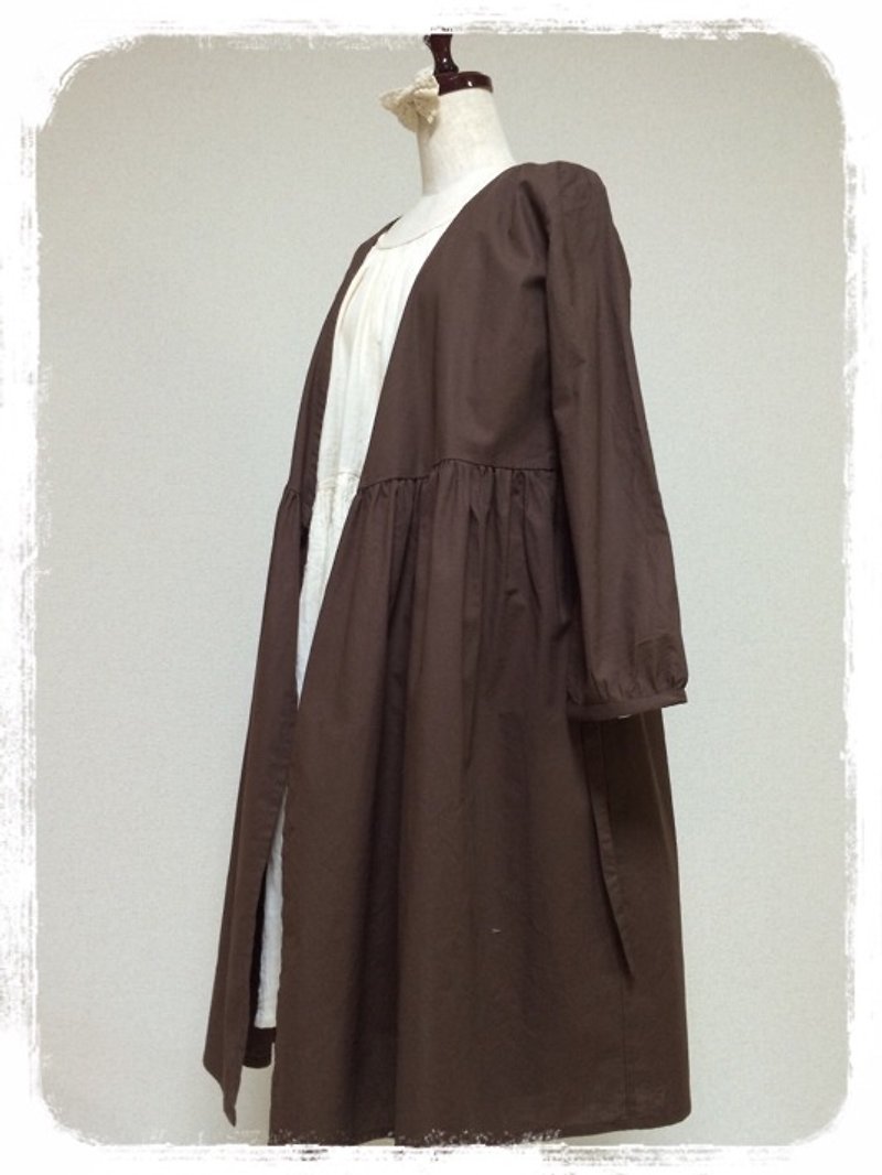 Ribbon knot Kashukuru Piece: Dark Brown - Women's Casual & Functional Jackets - Cotton & Hemp Brown
