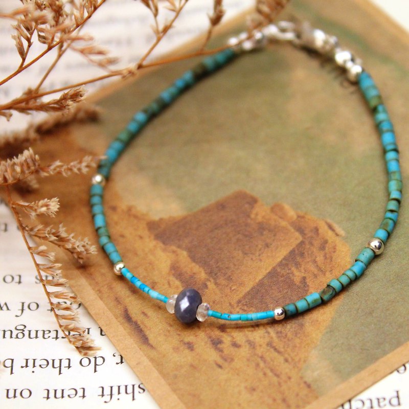 Journal (White Sea Journal)-Mayfly/Silver, Natural Sapphire, Turquoise Bracelet - Bracelets - Other Materials Blue