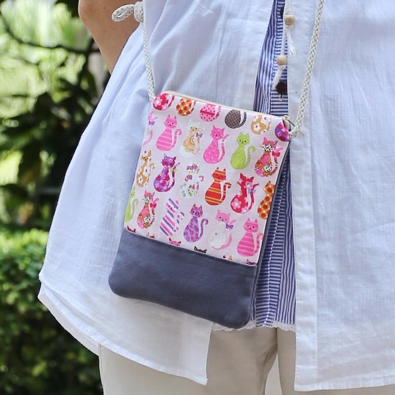 Silverbreeze ~ phone bag / shoulder bag / backpack Dou ~ Cat (D15) - Messenger Bags & Sling Bags - Other Materials Pink