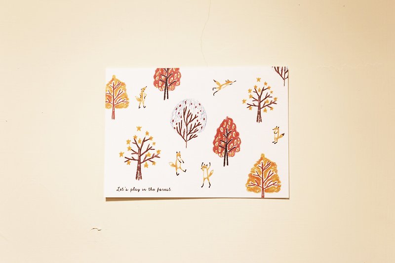 {}秋の森のキツネのポストカード* - カード・はがき - 紙 レッド