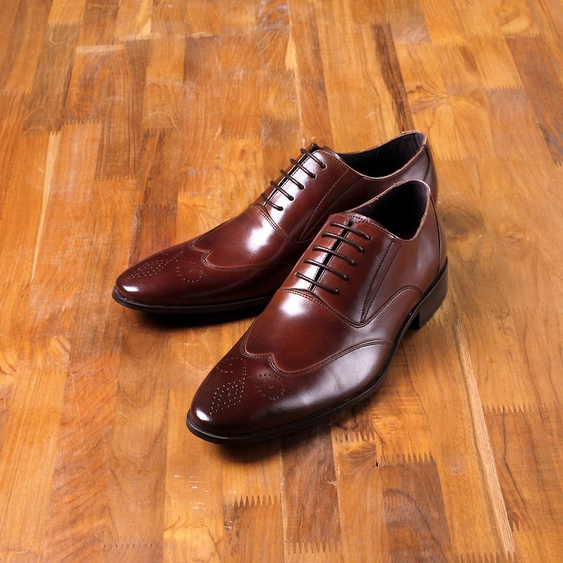 Vanger elegant and beautiful ‧ fashionable gentry carved leather shoes Va88 polished old coffee - Men's Casual Shoes - Genuine Leather Brown