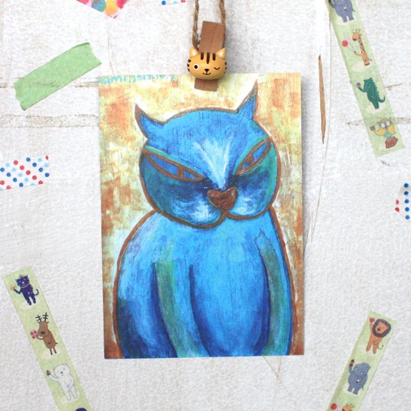 Postcard∣ Blue Cat - Cards & Postcards - Paper Multicolor
