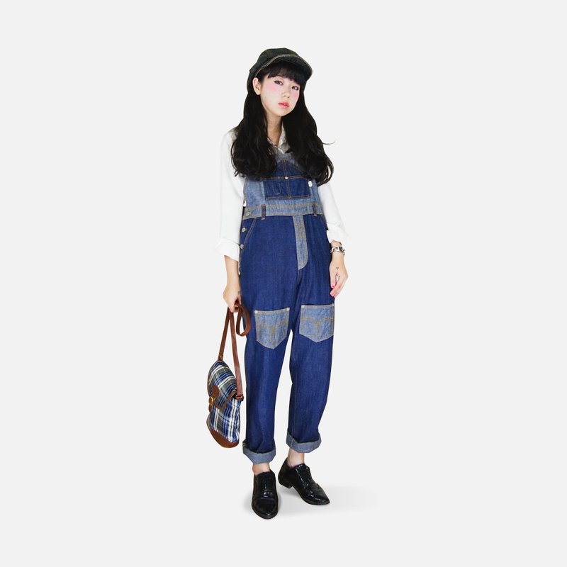 A‧PRANK: DOLLY :: Vintage Patchwork denim jeans with suspenders VINTAGE color trousers - Overalls & Jumpsuits - Cotton & Hemp Multicolor