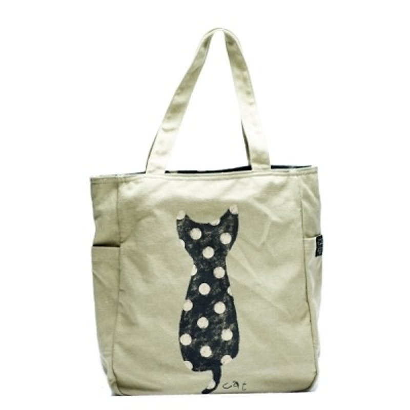 Noafamily, Noah Cat Claw Cat Straight Side Back Tote_BE A600-BE - Handbags & Totes - Other Materials Khaki